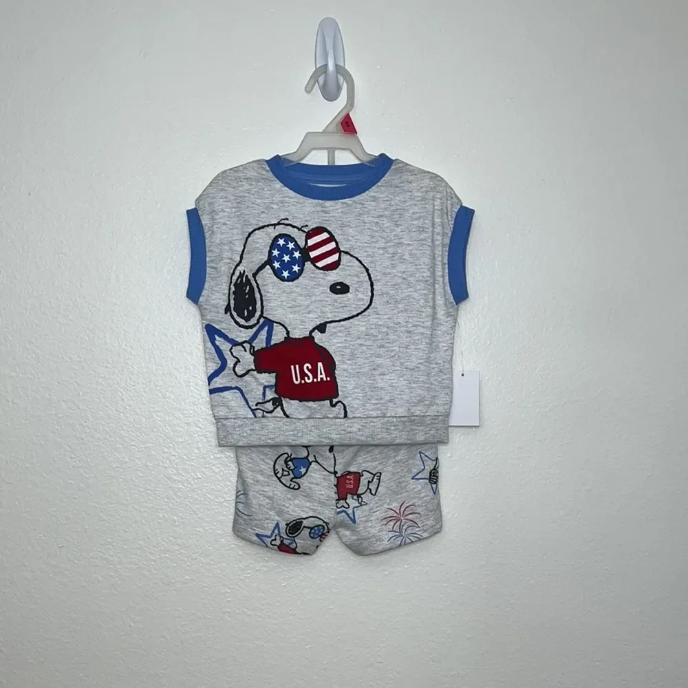 Peanuts Snoopy Toddler Boy Americana T-Shirt and Shorts Set 2T